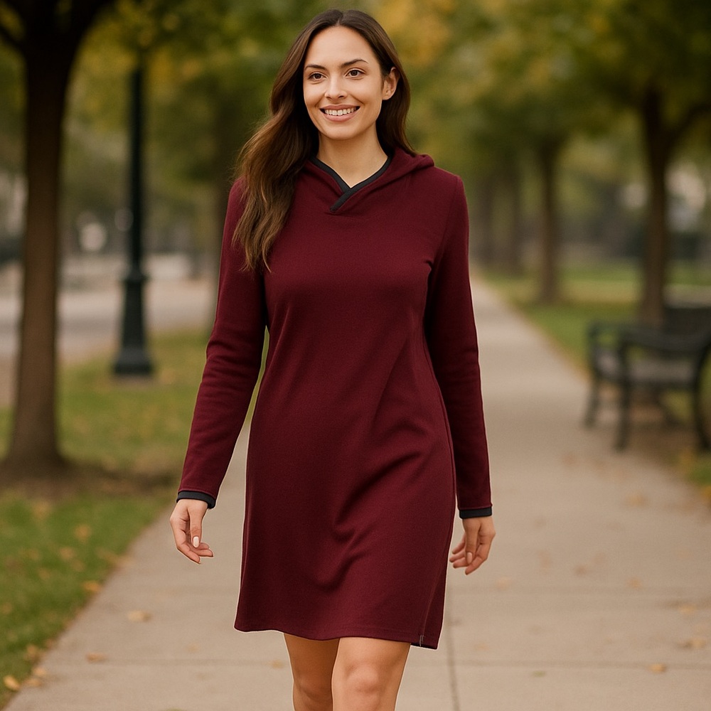 The North Face Empower Hooded Dress Burgundy Size Large - Picture 2 of 15